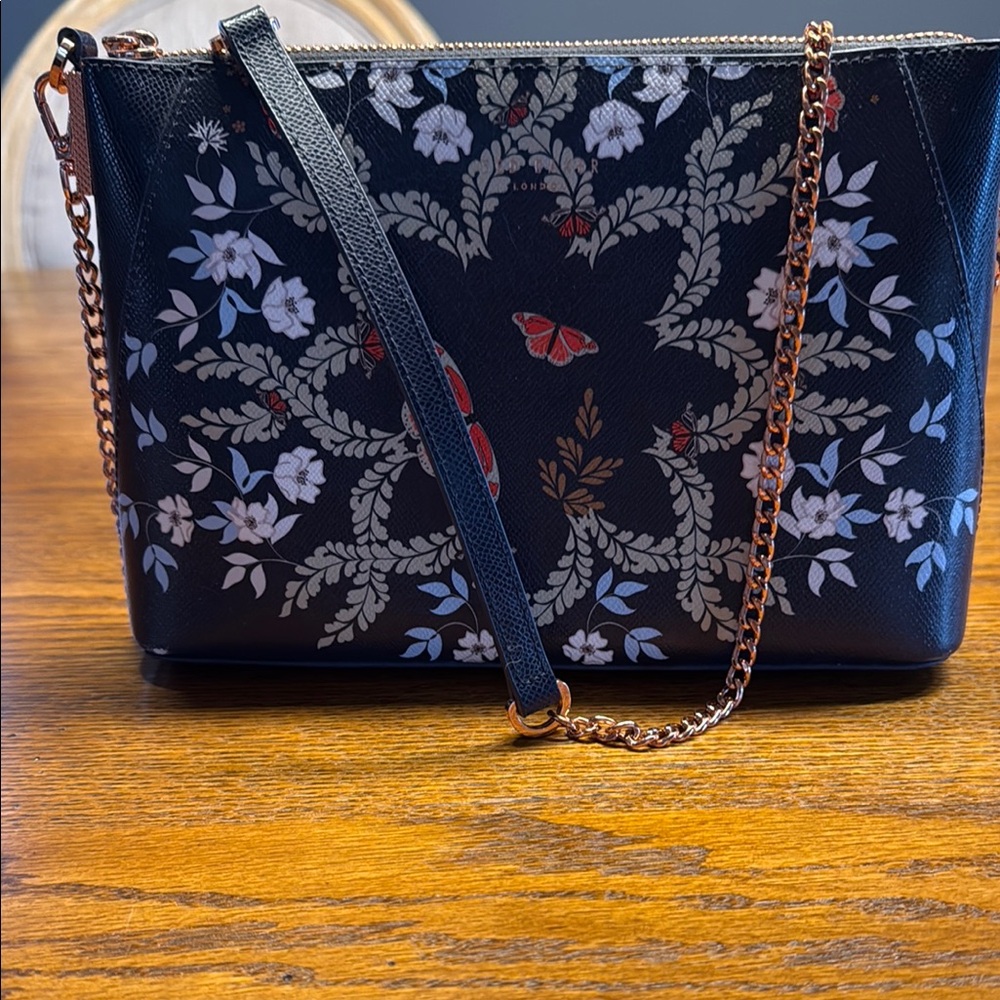 Ted Baker London Blue Crossbody Bag with Floral Embroidery